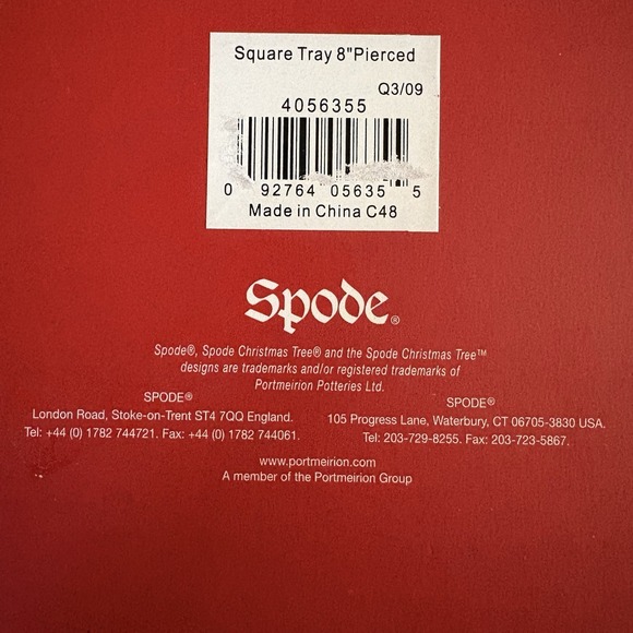 Spode Pierced Square Tray Christmas Tree Pattern 8" Plate w/ Box - Picture 11 of 11